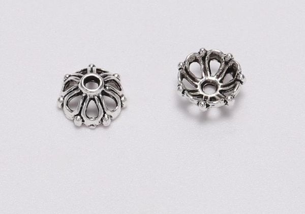 200 pezzi di perline d'argento tibetane tappi terminali di perline di fiori per la creazione di gioielli accessori fai da te all'ingrosso