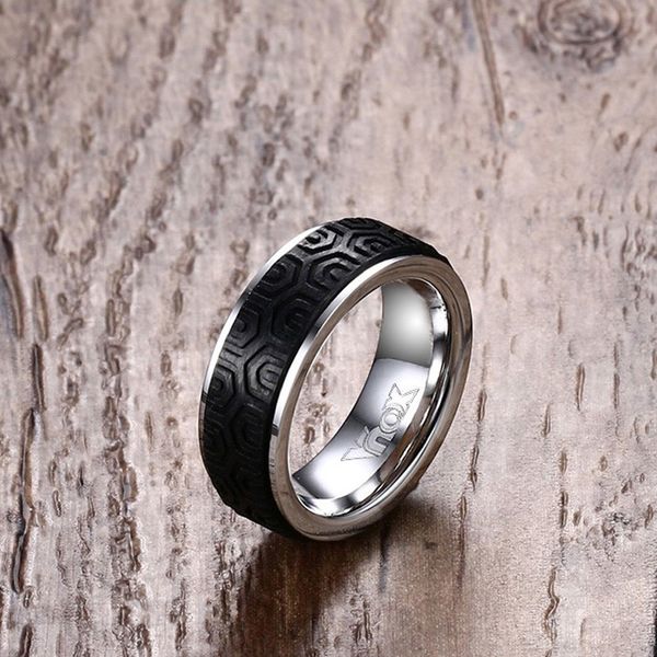 

cluster rings fashionable ring men carbon fiber and mens stainless steel jewelry in silver-color wedding band anillos bague homme, Golden;silver