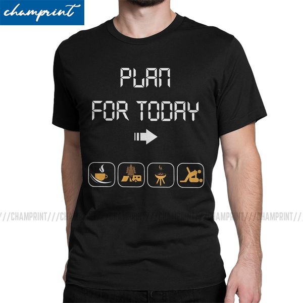 

plan for today funny coffe camping bbq picnic t shirt men's awesome t-shirts round collar tee shirt short sleeve adult