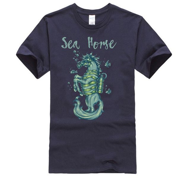 

2018 summer style brand fashion casual t shirt sea horse t-shirt