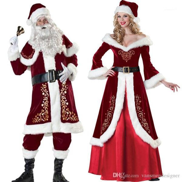 

costumes santa claus cos plus size costume red long sleeves thick theme costume designer christmas unisex, Black;red
