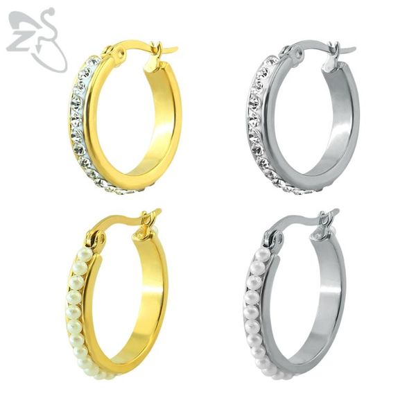 

crystal earrings for women round earrings hoop earring fashion jewelry stainless steel piercing brincos pendientes mujer moda, Golden;silver