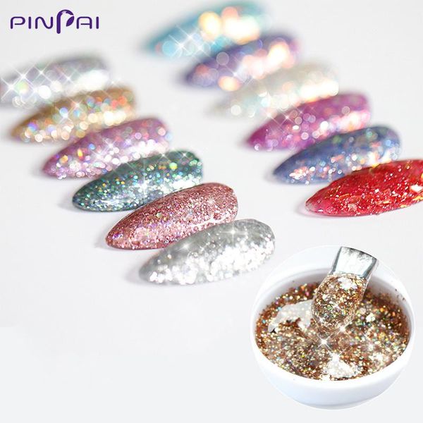 

nail gel colorful glitter led soak off lacquer shiny sequins decorations uv varnish painting flowers polish f647, Red;pink