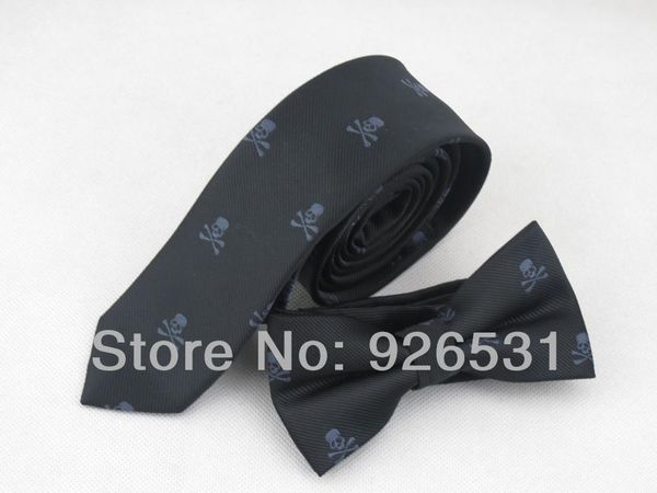 

new style necktie and bowtie/black stripe/skull pattern design/man leisure and fashion bowknot,tie cravata, Blue;purple