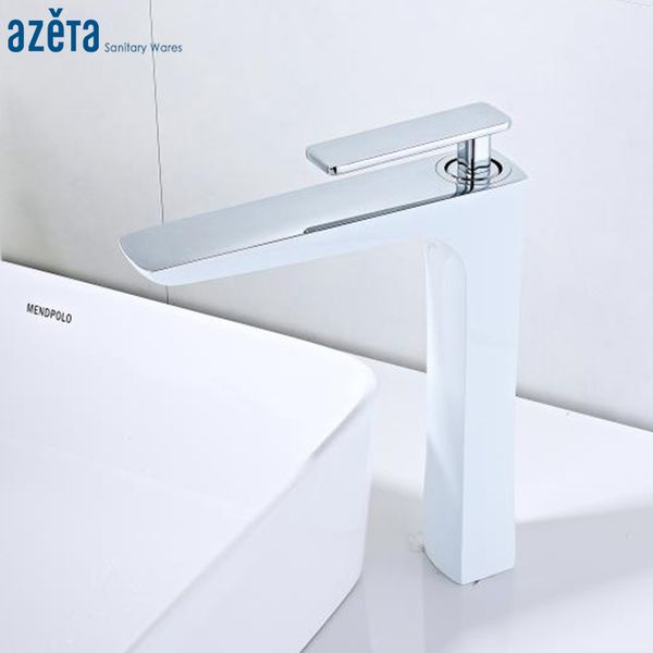 

azeta brass white chrome bathroom sink faucet single handle basin mixer tap modern tall water tap bathroom basin faucetat4206hcw