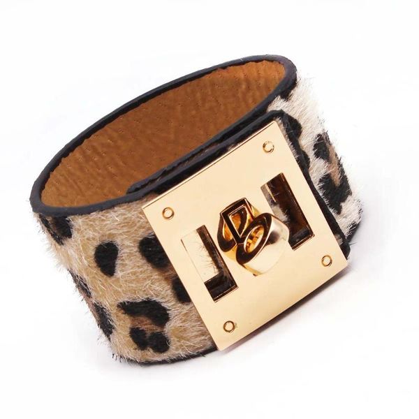 

tennis d&d leopard fashion punk wide circular gold leather bracelets & bangles for women statement jewelry, Golden;silver