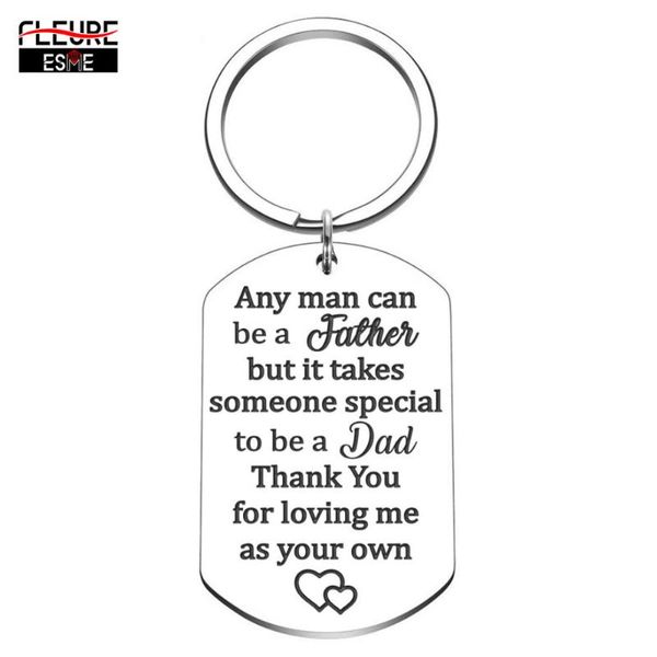 

father day gifts for step dad keychain birthday gifts for new dad thank you loving me as your own wedding gift father, Silver