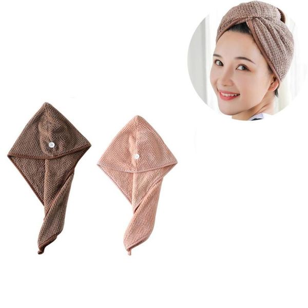 

towel 2pc rapid drying hair microfiber bath dry hat cap quick wrapped bathroom tool 2021 f1015