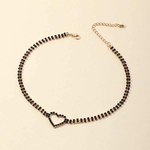 

chokers full crystals cz cute heart korean gold choker necklace for women girls rhinestones collar trendy clavicle necklaces, Golden;silver