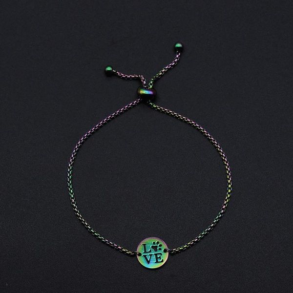 

link, chain 100% stainless steel rainbow colorful love dog charm bracelets for women accept oem order wholesale drop, Black