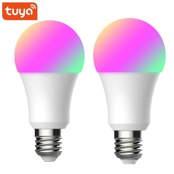 

home automation modules 2pcs tuya smart life wifi smart light bulb e27 led lamp 9w 900lm rgb w c dimmer works with alexa