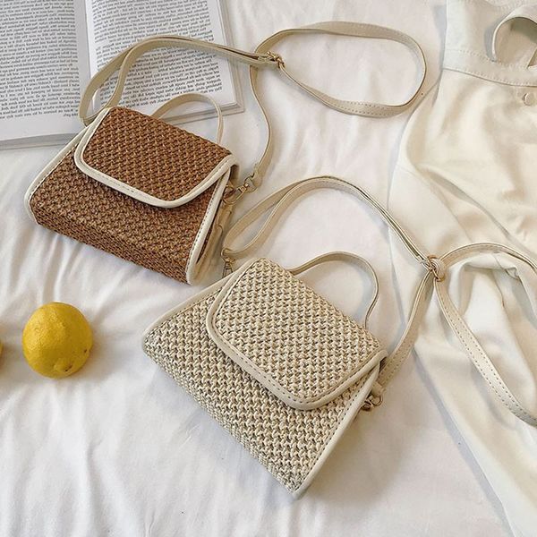 

summer female handbag shoulder bag tote bag messenger single shoulder straw woven cross - body small square