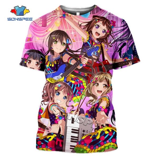 

anime cute girl bang dream 3d summer 3d print shirts humor plus size humor men clothing
