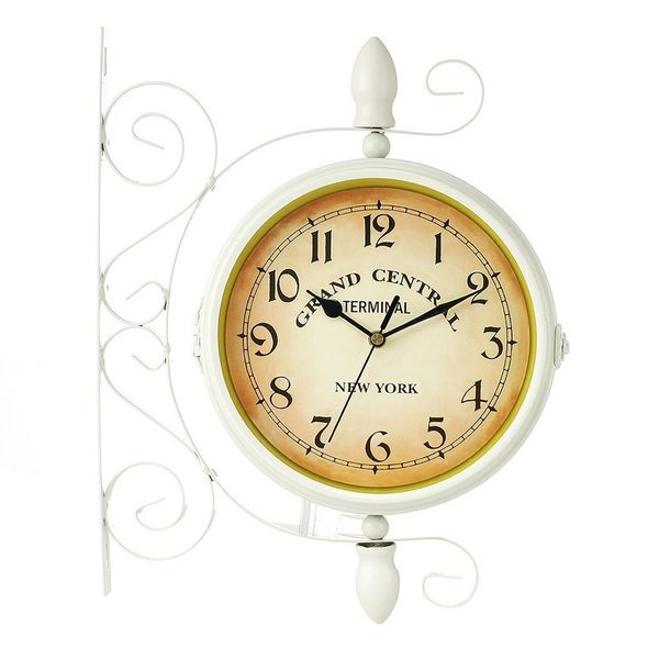 

large european style retro wall clock silent creative white wall clocks double-sided hanging clock shabby chic reloj gift d074