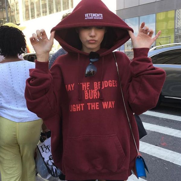 

brand letter men women hoody pullover fashion hip hop vetements printemps-ete oversized hoodie sweatshirts size s-2xl, Black