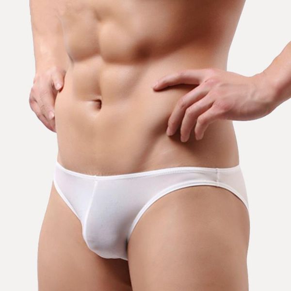 

underpants men underwear breathable briefs ice silk cool silky low waist triangle bikini shorts interest, Black;white