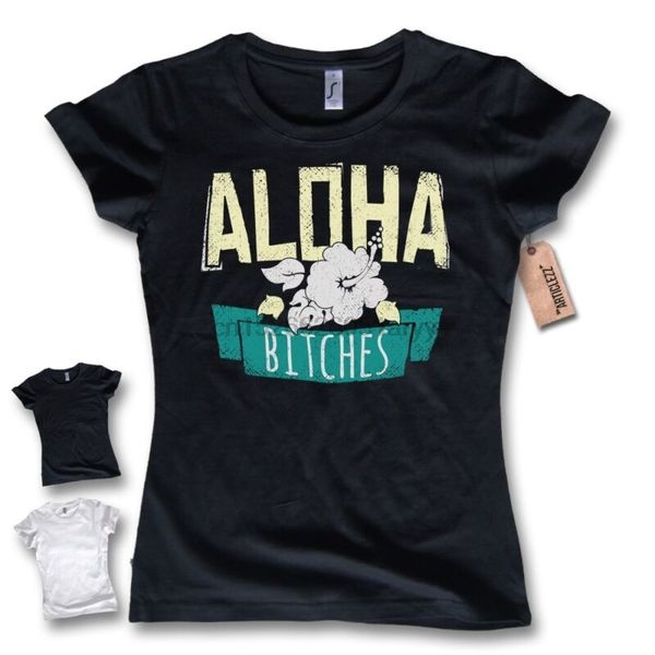 

дамы t-shirt aloha суки - hawaiian surf cult хлопок белый черный s m l xl