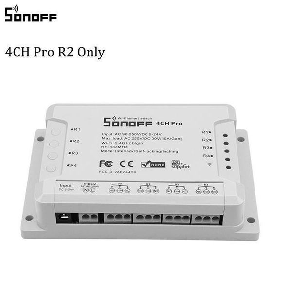 

home automation modules itead sonoff 4ch pro r2 wifi 4 gang light timer switch 433mhz smart home switch 4 channel wireless remote