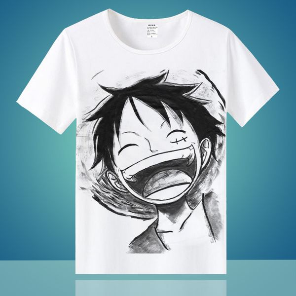 

men's t-shirts costar one-piece cartoon character printed casual summer 2021 sell short sleeve luffy zoro nami shirt for kids, White;black