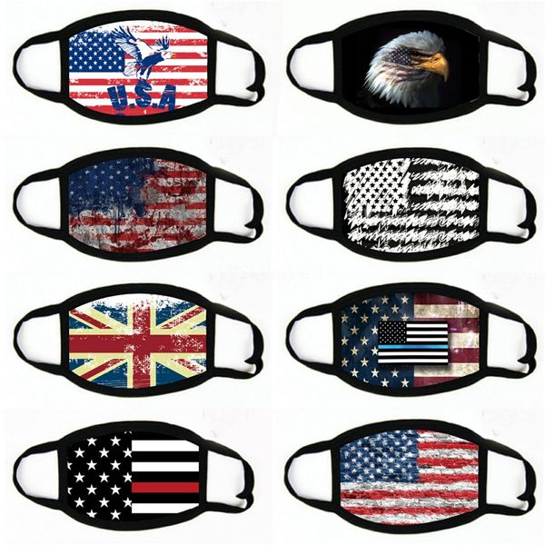 

2020 american flag mask american independen day dustproof fasion printing i silk mask faric wasale mask#754, Black