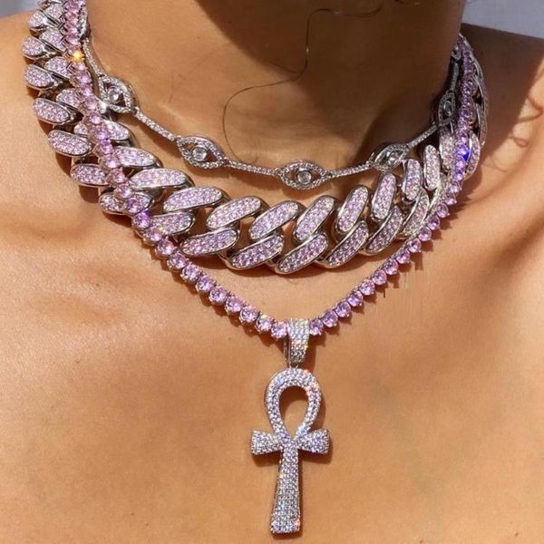 

chokers iced out bling big heavy choker necklace for women men hiphop cuban link chain rock punk bracelet, Golden;silver