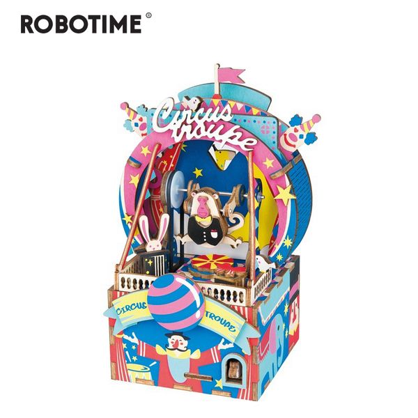 

robotime diy 3d amusement park wooden puzzle game assembly moveable music box toy gift for children kids amd41 y200317