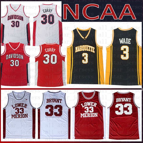 

ncaa men stephen davidson 30 wildcats curry college basketball jersey marquette golden eagles dwyane 3 wade college university, Black