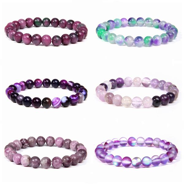 

polished 8 mm natural fluorite beads bracelets for femme purple quartz lucky energy bracelet women jewelry nice birthday gift, Black