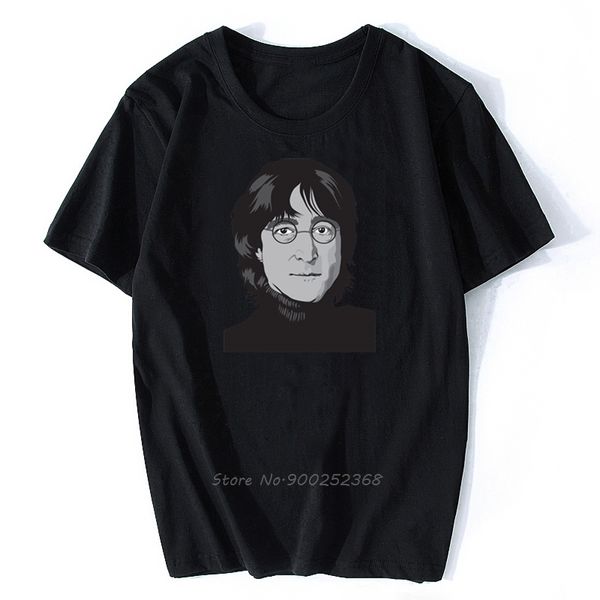 

john lennon portrait t shirt men cotton t-shirt hip hop tees harajuku streetwear