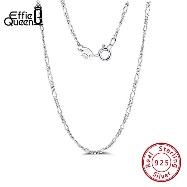 

effie queen 925 sterling silver women diamond-cut 4mm figaro link chain necklace 40cm/45cm/50cm chain jewelry gifts sc27