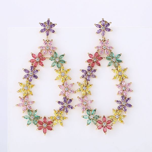 

dangle & chandelier small daisy flower ring drop earrings for women beautiful colorful zirconia design fashion jewelry xiumeiyizu brand, Silver