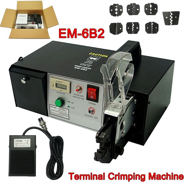 

em 6b1 6b2 pneumatic terminal crimping machine crimp 0.25 to 10mm2 insulated terminal with 7 crimping dies