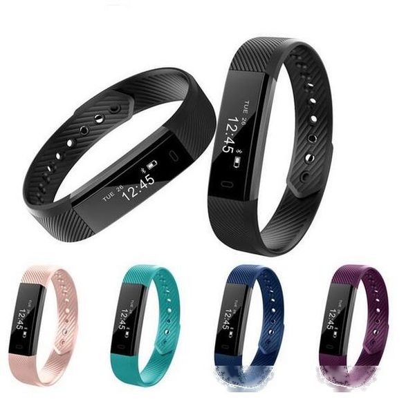 

id115 smart bracelet fitness tracker step counter activity monitor alarm clock vibration wristband for iphone android phone upgrade tw64