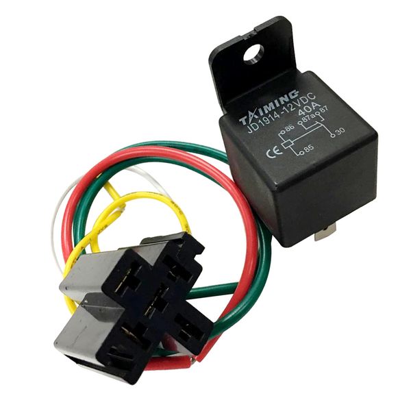 

40a/dc12v spdt 5-pin 5 wire automotive car relay wires harness socket