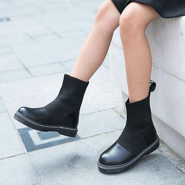 

kids girls rome boots 2020 autumn children' shoes teenager girls pu leather boots rubber sole shoes student black ankle, Black;grey