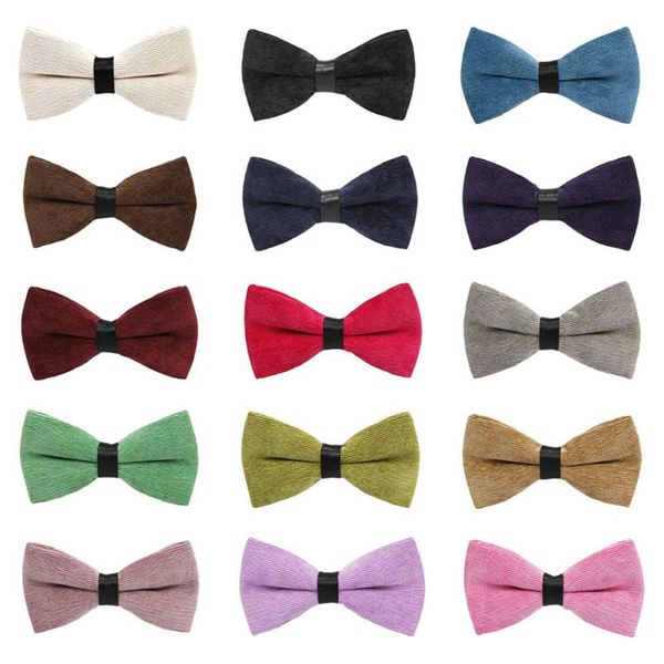 

men fashion corduroy candy color bow tie wedding party adjustable formal bowtie, Black;gray