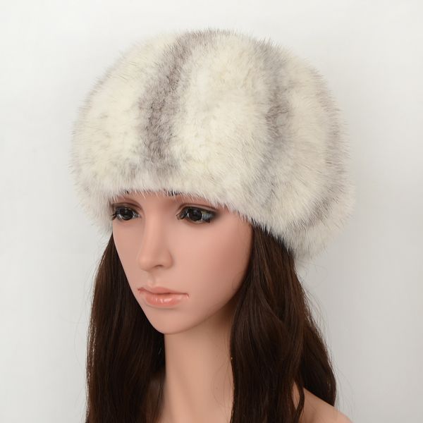 

winter knitted fur hats women 2020 real beret new fashion quality female caps warm winter real women's beret, Blue;gray