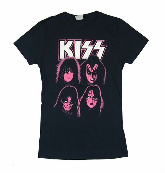 

kiss pink faces girls juniors navy blue t shirt new official(1
