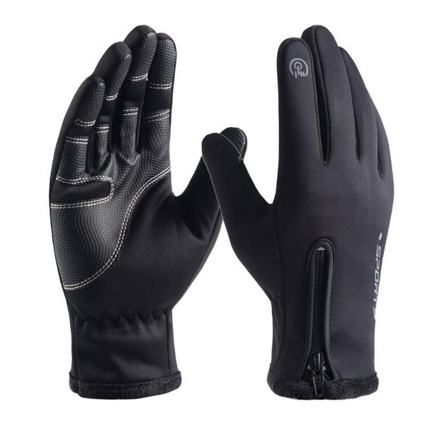 

five fingers gloves winter for men outdoor cycling sports female waterproof zipper windproof warm tactical invierno mujer, Blue;gray