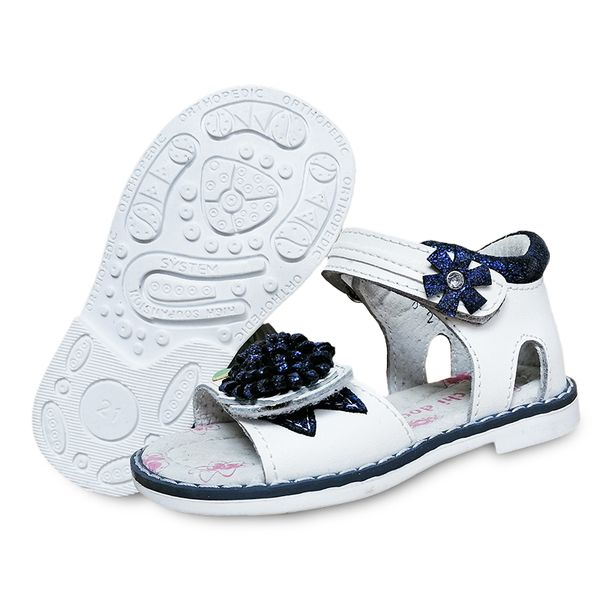 

new arrival 1pair genuine leather summer orthopedic girl sandals antiskid children shoes+inner 16-18.5cm, kids soft shoes, Black;red
