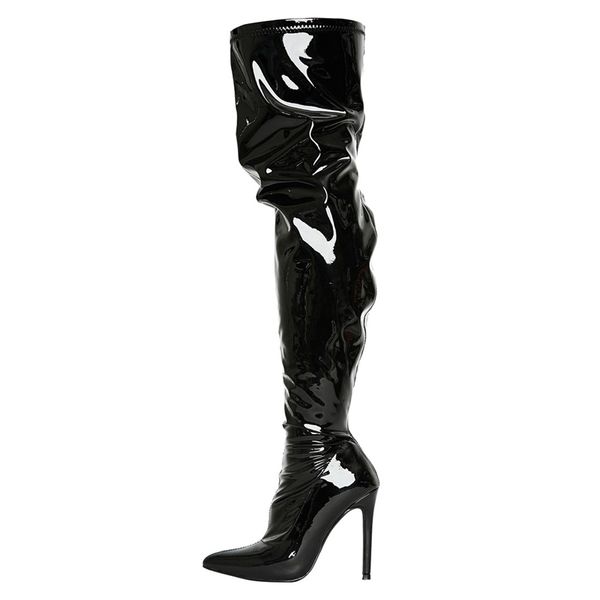

boots arden furtado 2021 autumn fashion women's shoes elegant high heels stilettos pointed toe white over the knee 41, Black