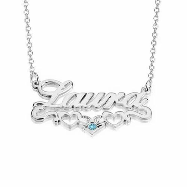 

2020 fashion custom crown heart name necklace for women personalized letter gold choker necklace personalized gift, Silver