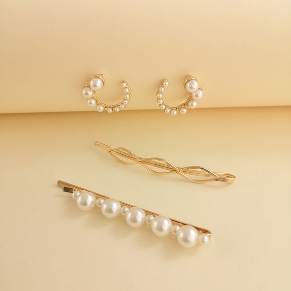 

fashionsnoops women barrettes set korean shell simulated pearl gold hair clip hairgrips girls jewelry hair pins, Golden;silver