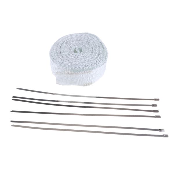 

car motorcycle white exhaust pipe insulation thermal heat wrap 5m*5cm*2mm