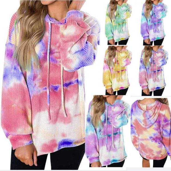 Tingido laço Imprimir Jumper Moda feminina O pescoço Hoodies manga longa Outwear pulôver Feminino Blusa Top Lady Casual solta Sweatershirt LSK1236