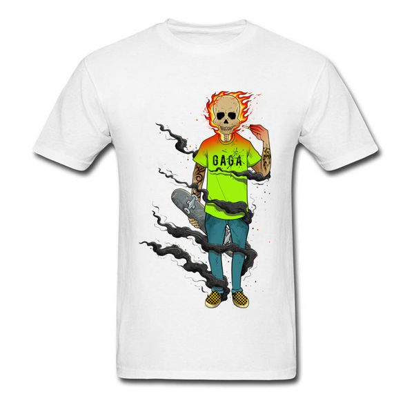

death skater fire skull new t-shirt men organic cotton digital print biker t shirts for men 100% cotton brand outfit