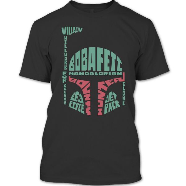 

boba fett mandalorian bounty hunter t shirt, star was movie t shirt men's hipster tees