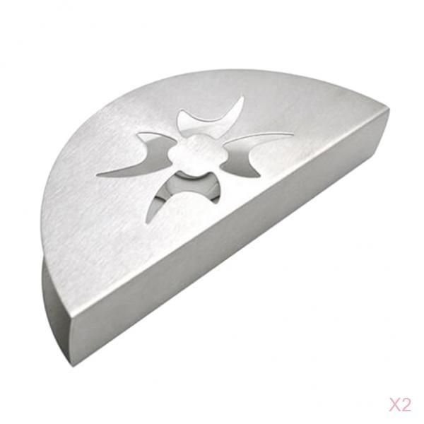

2x stainless fan-shaped facial tissue box napkin holder paper flower pattern