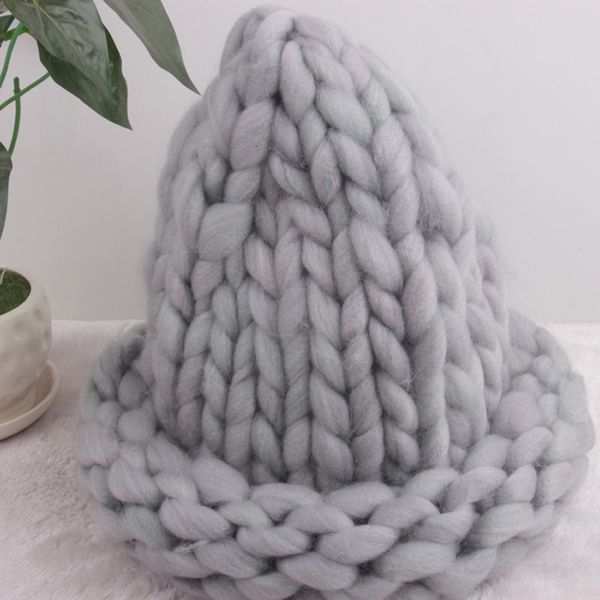 

solid fisherman beanie hand make thick wool hats for women warm winter hat autumn knitted skullies korean bonnet homme hiver, Blue;gray