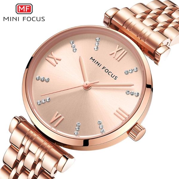 

mini focus women watches diamond dial ladies quartz watch female dress wristwatch waterproof clock relogio feminino, Slivery;brown
